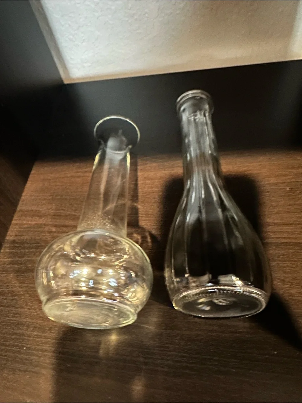 VINTAGE Brody Style Clear Glass 9 Tall Vase Ribbed - Smooth-Round Base(Set of 2)